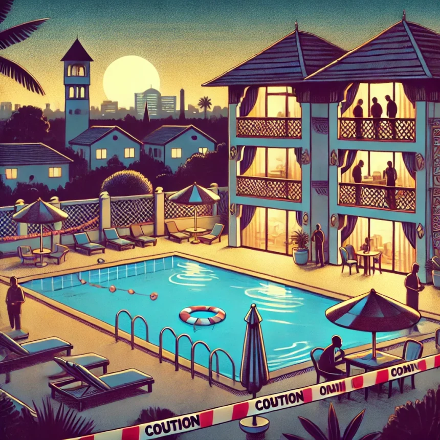 Hotel drowning illustration 2025